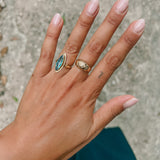 Vintage ring met puntig aquamarijn