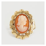 Vintage 14 karaat gouden camee ring met gouden sierrand