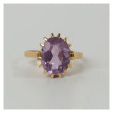 Vintage ring met grote roze/paarse amethist edelsteen