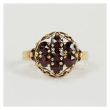 Vintage ring met 7 granaatjes - kroontje