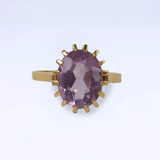 Vintage ring met grote roze/paarse amethist edelsteen