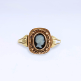 Vintage ring met zwarte camee | 14 karaat goud