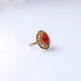 Vintage gouden ring met bloedkoraal | 14 karaat goud