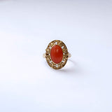 Vintage gouden ring met bloedkoraal | 14 karaat goud