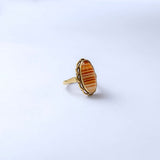 Vintage gouden ring streep agaat | 14 karaat goud
