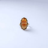 Vintage gouden ring streep agaat | 14 karaat goud