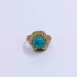 Vintage 14 karaat gouden ring bloemvorm met turkoois