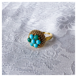 Vintage gouden ringetje 14 karaat met turquoise steentjes