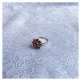 Vintage flowerring met granaat