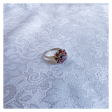 Vintage flowerring met granaat