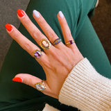 Vintage 14 karaat gouden camee ring met gouden sierrand