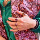 Vintage ring met grote roze/paarse amethist edelsteen