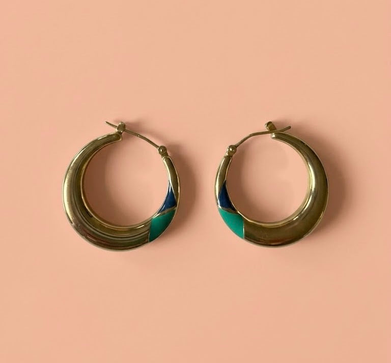 Vintage oorbellen met emaille
