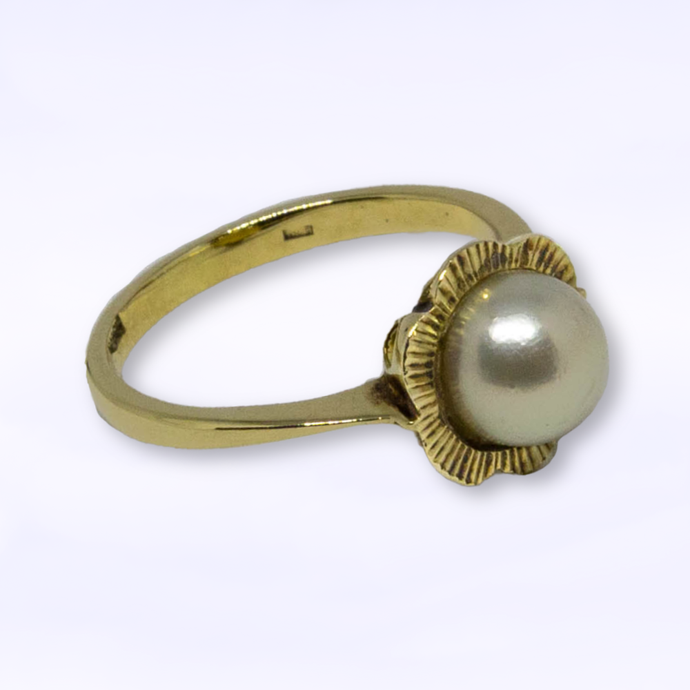 Vintage ring met parel | 14 karaat goud