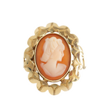 Vintage 14 karaat gouden camee ring met gouden sierrand