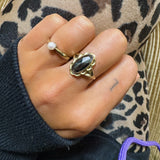 Vintage ring met ovale hematiet | 14 karaat goud