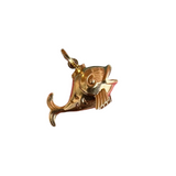 Vintage 14 karaat gouden bedeltje vis met vin