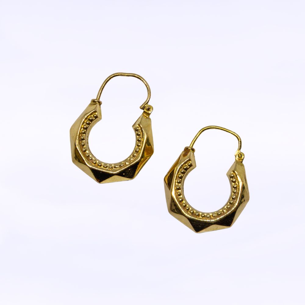 Vintage oorbellen hopes met driehoekige vormen - 14 karaat goud