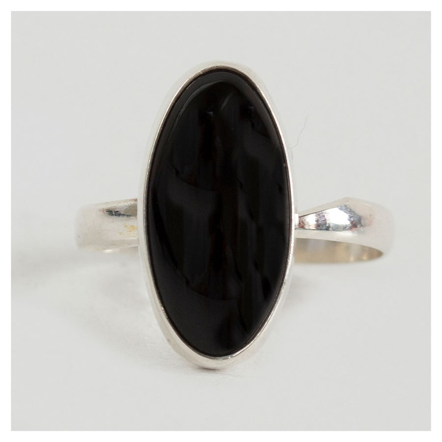 Vintage zilveren ring met zwarte onyx