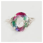 Vintage zilveren ring met watermeloen steen