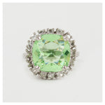 Vintage zilveren ring met lichtgroene steen