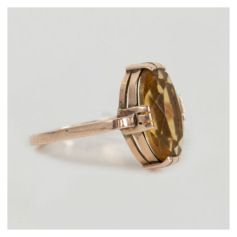 Vintage gouden ring met ovale citrien