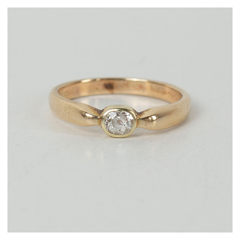 Vintage 14 karaat gouden ring met liggende ovale bergkristal