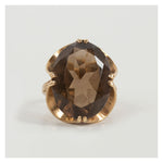 Vintage gouden ring met rookkwarts