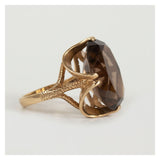 Vintage gouden ring met rookkwarts