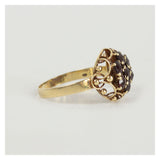 Vintage ring met 7 granaatjes - kroontje