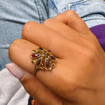 Flower ring met granaat