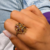 Flower ring met granaat