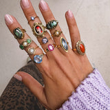 Vintage ring met parel en peridoot | 14 karaat goud