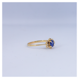 Vintage ring met saffier en diamant vlindertje