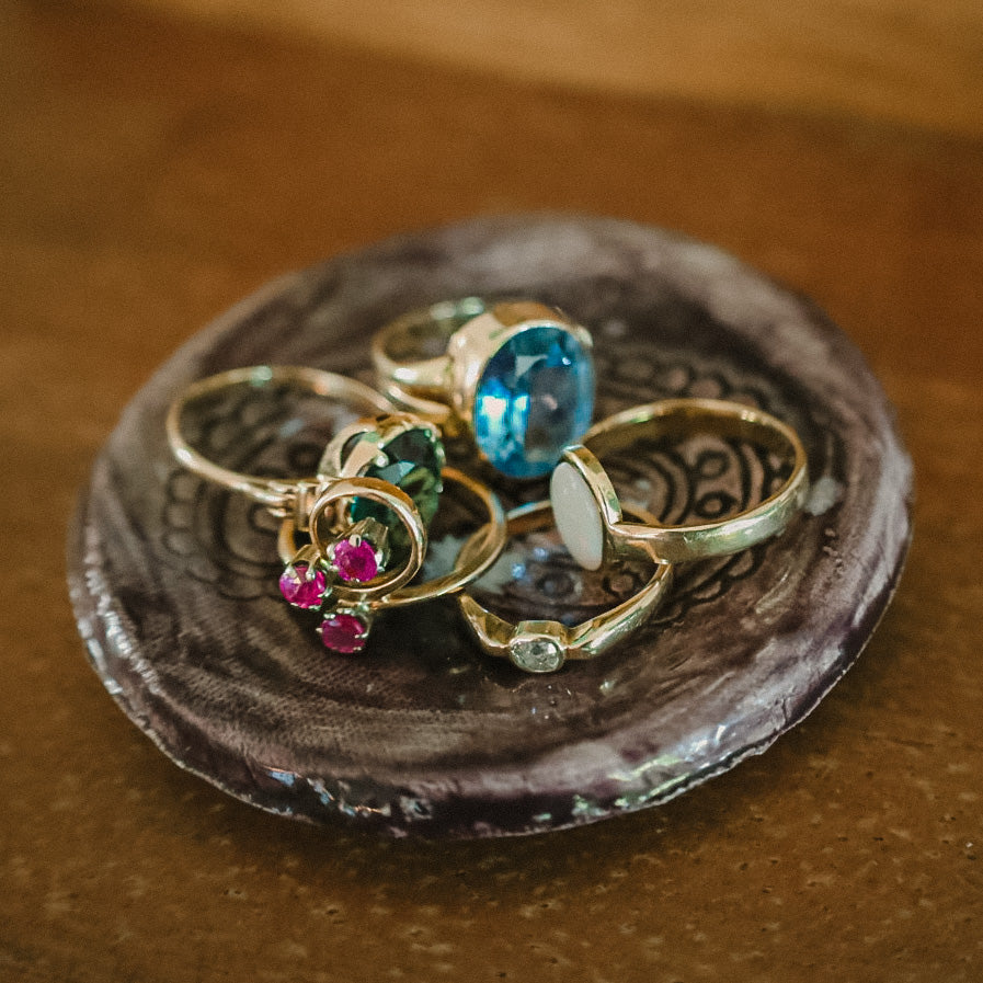 Vintage 14 karaat gouden ring met grote aquamarijn