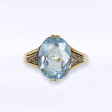 Vintage ring met grote aquamarijn | 14 karaat goud
