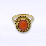 Vintage ring met bloedkoraal en sierrand - 14 karaat goud