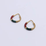 Vintage creolen met groen en rood | 1,5 cm