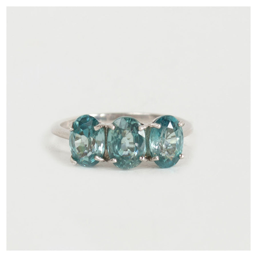 vintage zilveren ring met aquamarijn