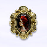 Vintage limoges emaille ring | 14 karaat goud