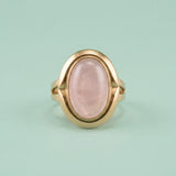 Vooraanzicht ring met rozenkwarts