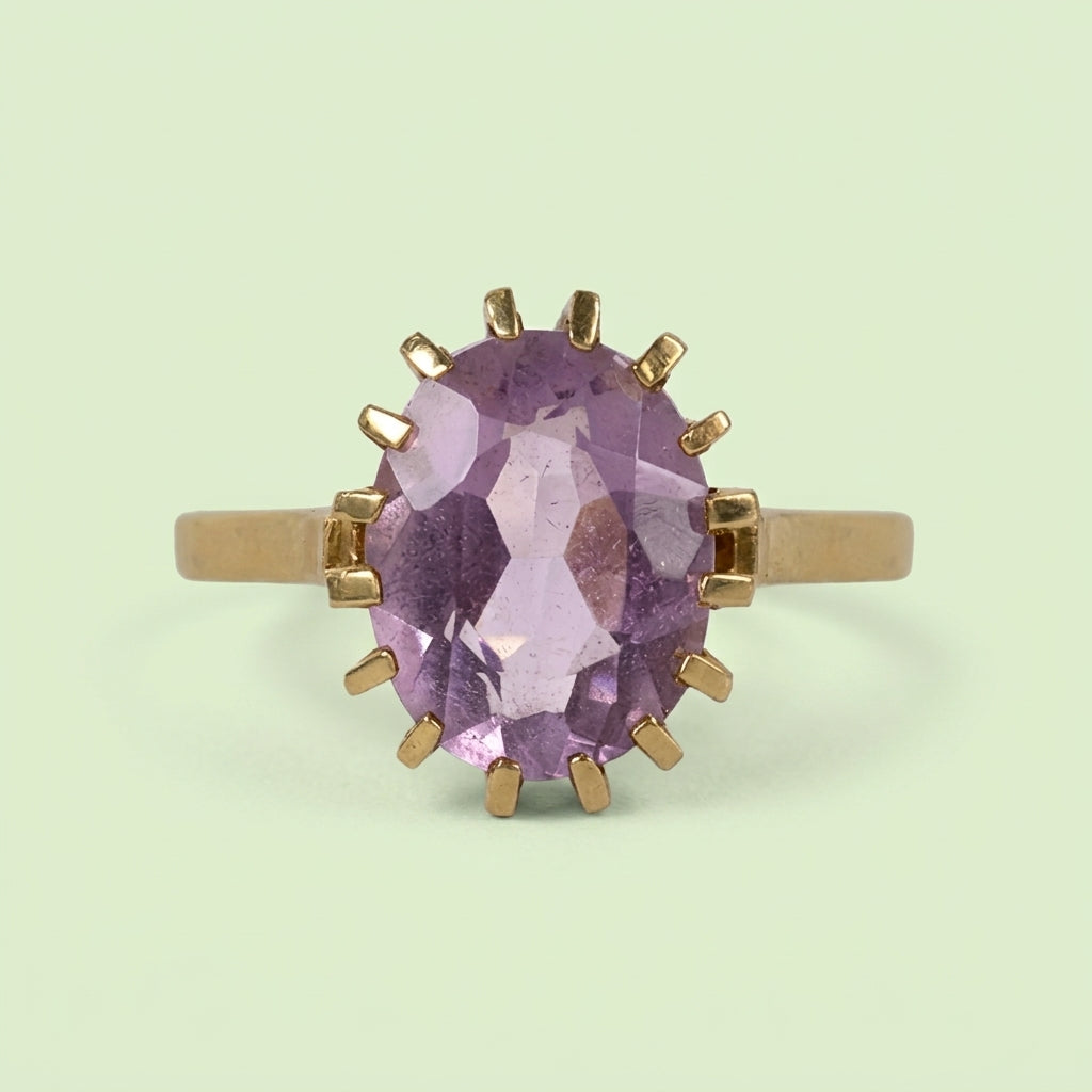 Vintage ring met grote amethist