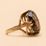 Vintage ring met rookkwarts zijaanzicht