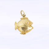 Vintage gouden bedeltje vis rond | 14 karaat goud