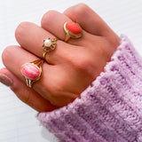 Vintage ring 18 karaat goud met rhodocrosiet